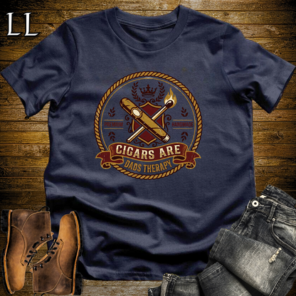 Cigars Are Dads Therapy Softstyle Tee Navy | Funny Cigar Dad Tee