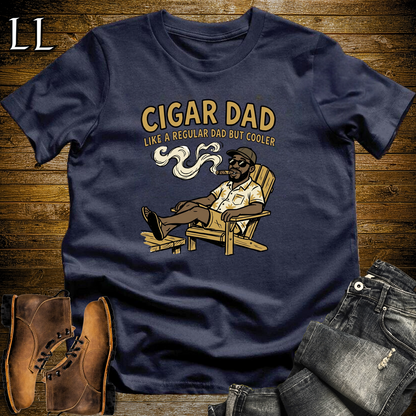 Cigar Dad Tan Softstyle Tee Navy | Cigar Lover Dad Tee