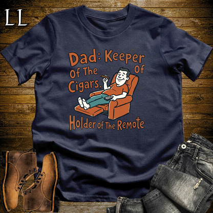 Dad Keeper Of Cigars Orange Softstyle Tee Navy | Funny Cigar Dad Tee