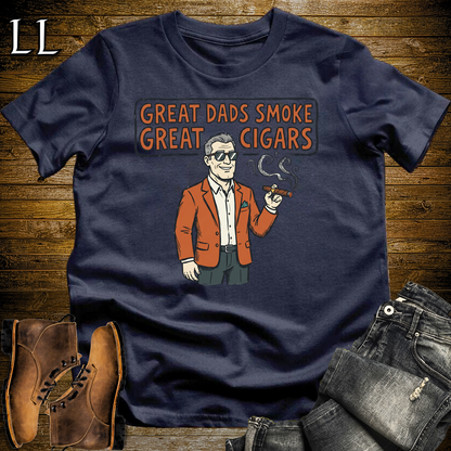Great Dads Smoke Great Cigars Orange Softstyle Tee Navy | Great Cigars Dad Tee
