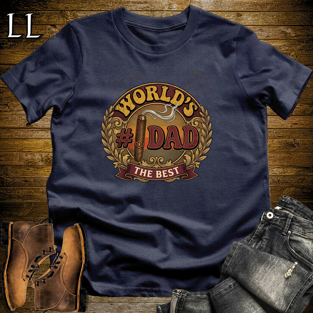 Worlds 1 Dad Cigar Softstyle Tee Navy | Best Cigar Dad Tee