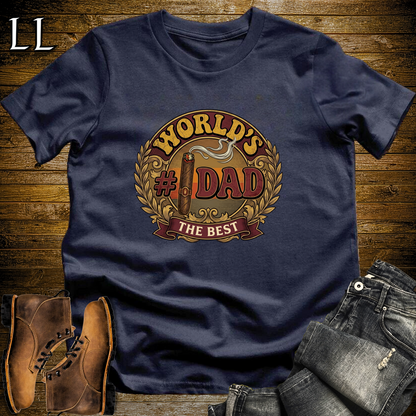 Worlds 1 Dad Cigar Softstyle Tee Navy | Best Cigar Dad Tee