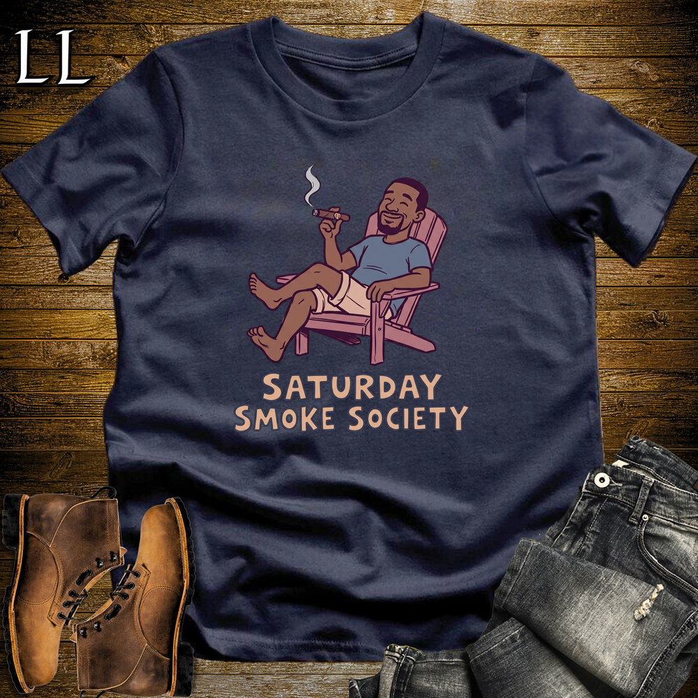 Saturday Smoke Society Purple Cigar Softstyle Tee Navy | Weekend Cigar Club Tee