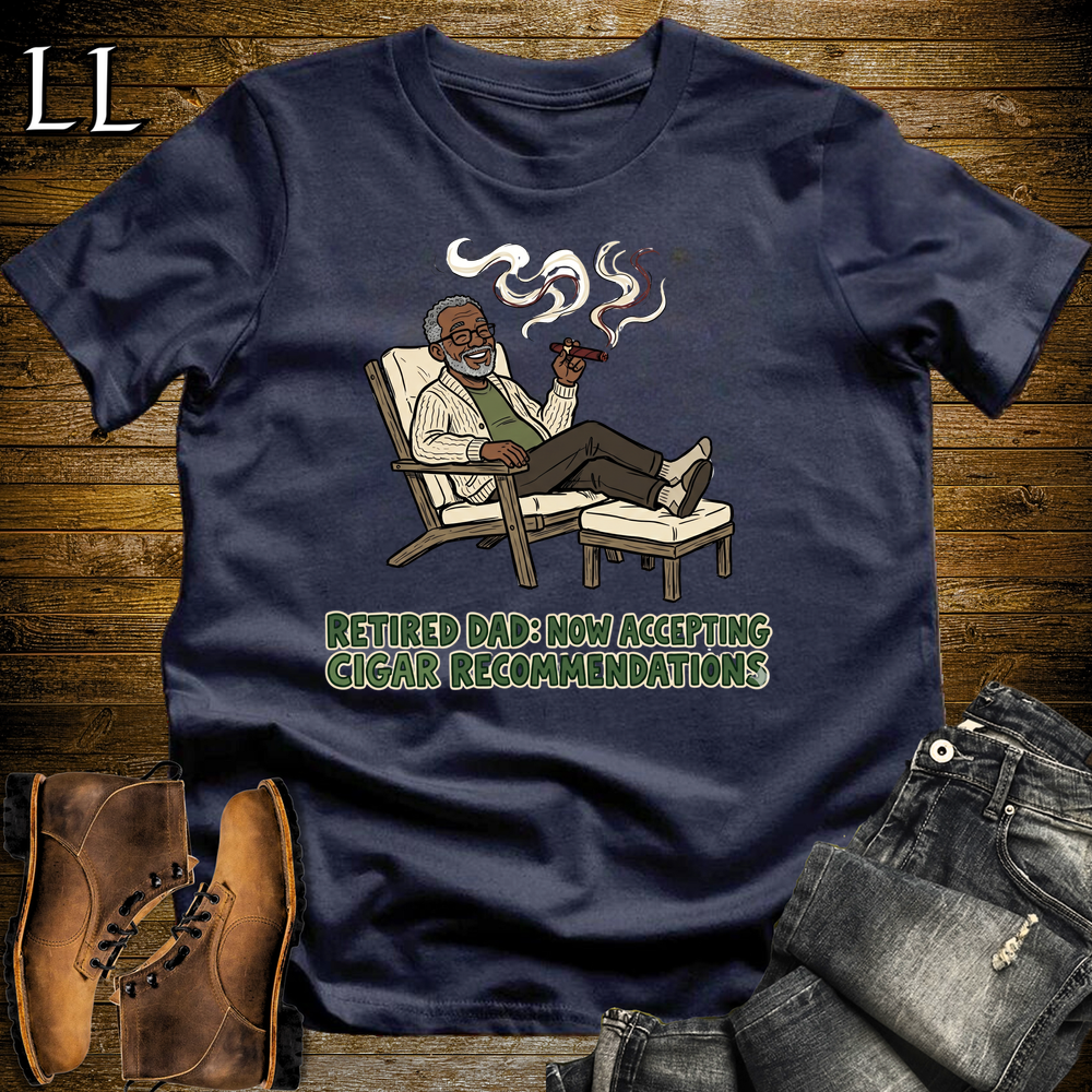 Retired Dad Cigar Softstyle Tee Navy | Cigar Retirement Gift Tee