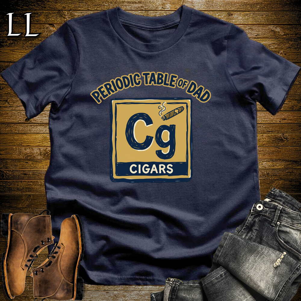 Periodic Table Of Dad Cigar Softstyle Tee Navy | Funny Periodic Table Dad Tee