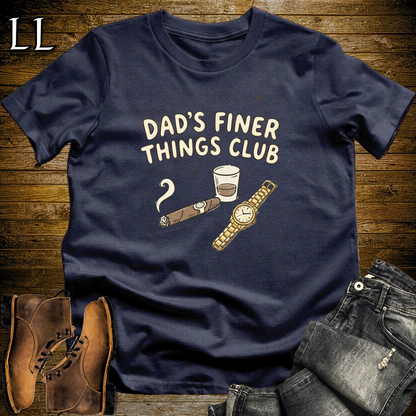 Dads Finer Thing Club Cigar Softstyle T Shirt Navy | Cigar Dad Gift Tee