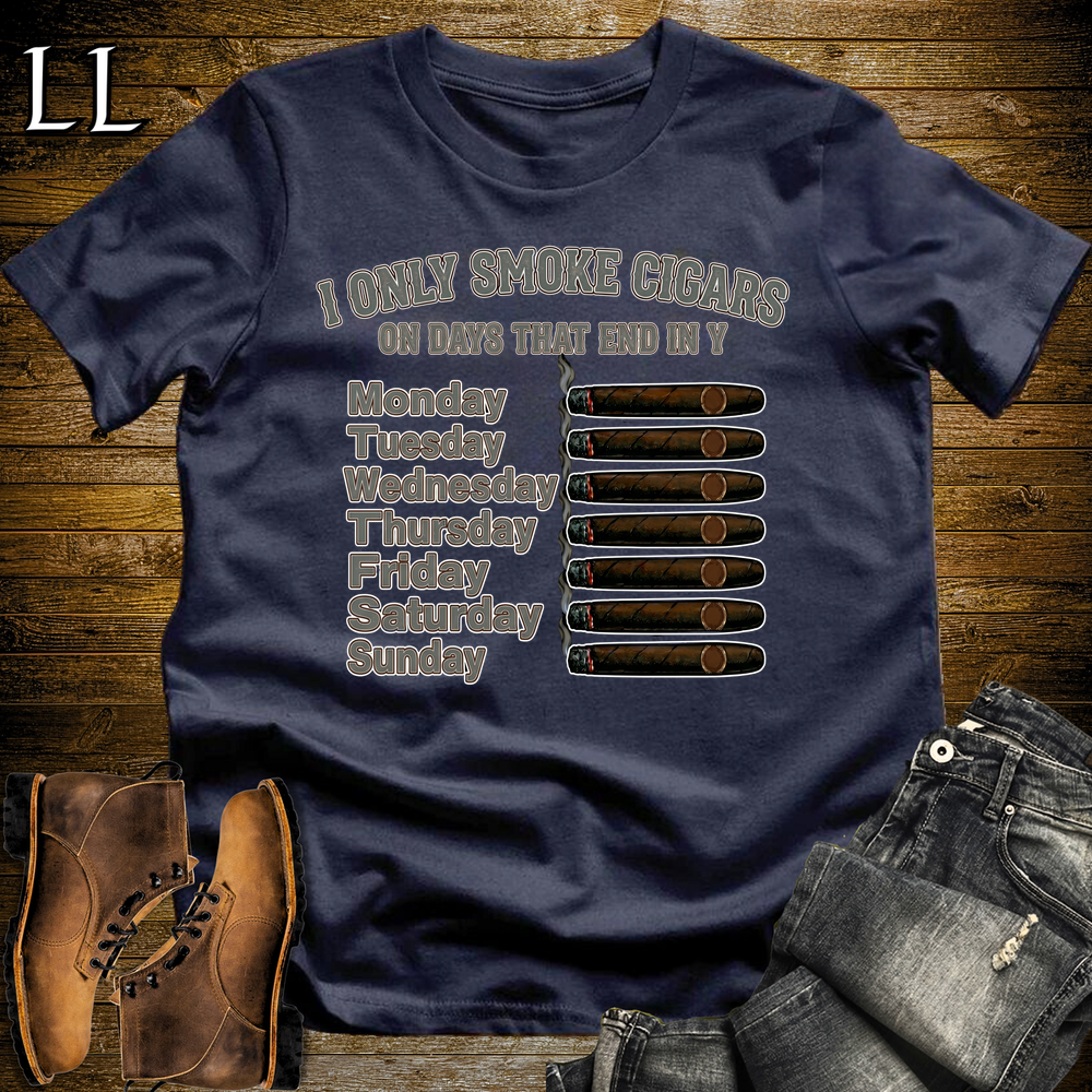 Cigars On Days Softstyle T Shirt Navy | Cigar Lover Gift Shirt