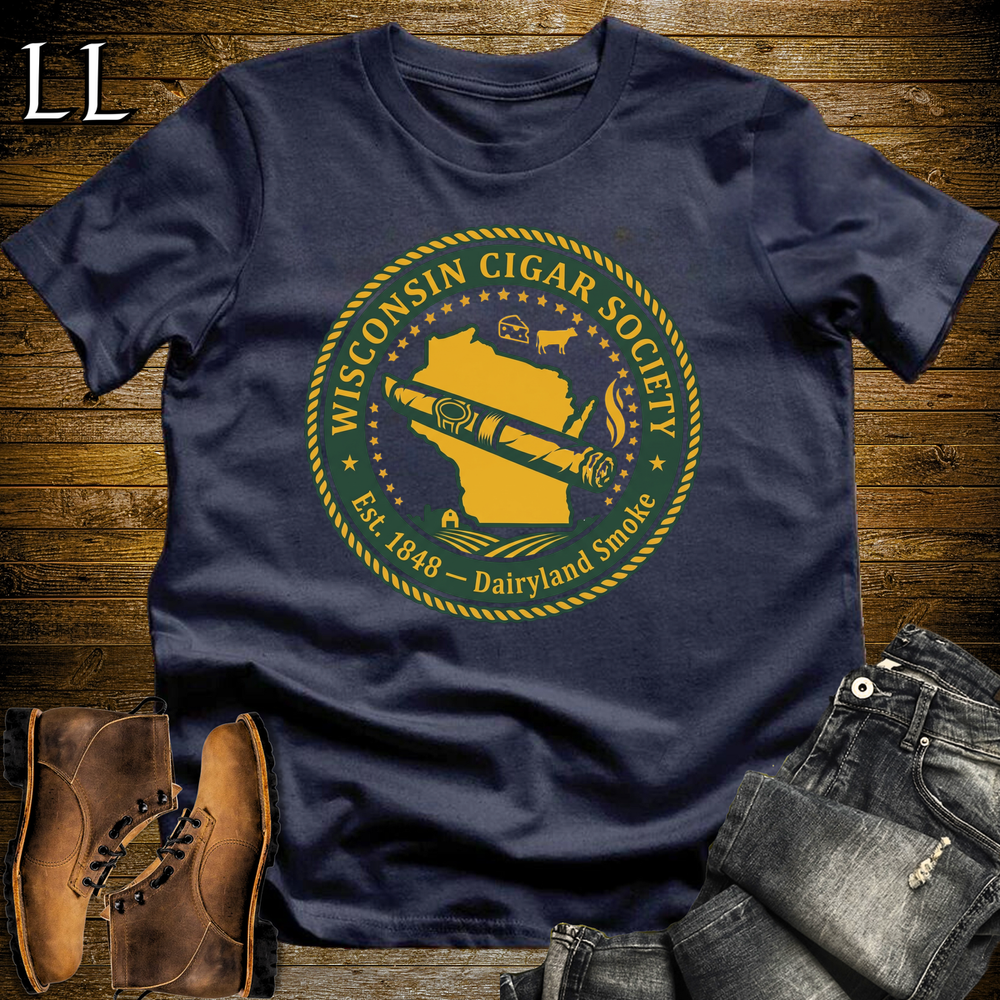 Wisconsin Cigar Society Softstyle T Shirt Navy | Cigar Lover Gift Tee