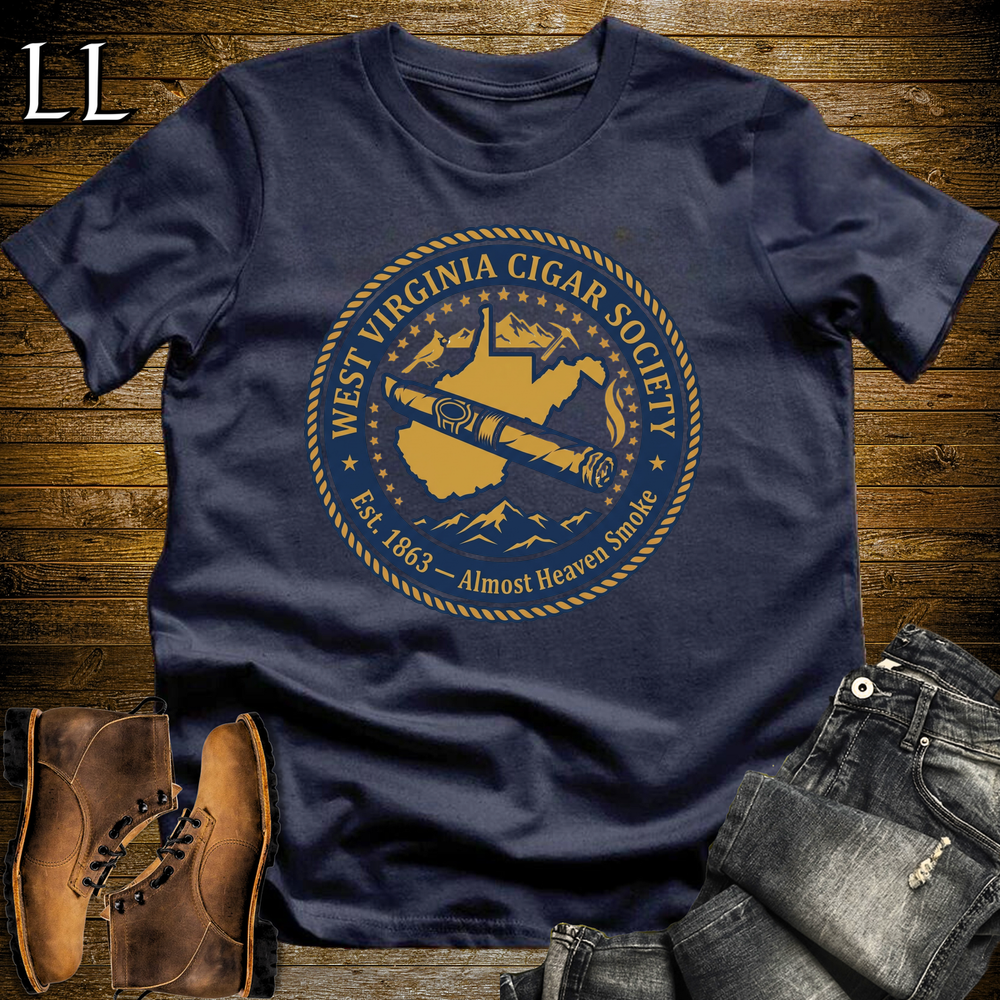 West Virginia Cigar Society Softstyle T Shirt Navy | Cigar Lover Gift Tee