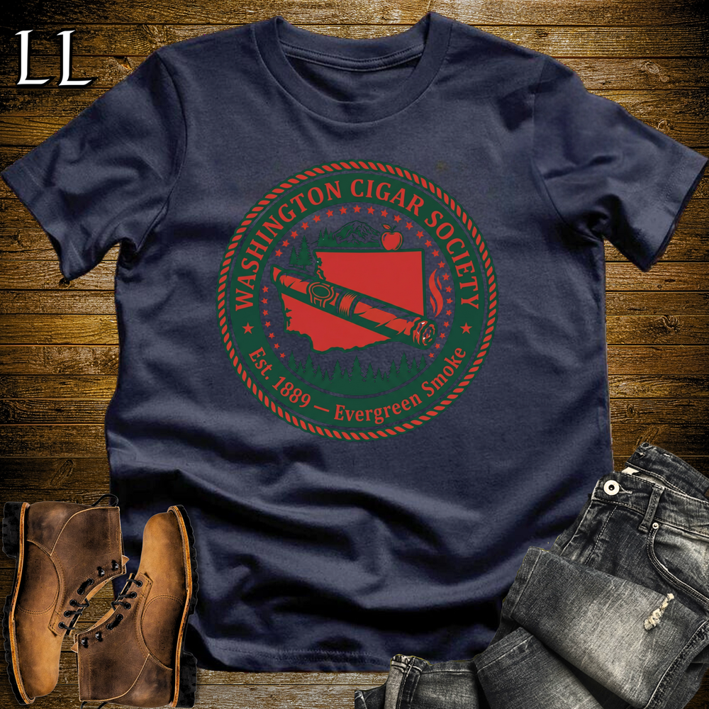 Washington Cigar Society Softstyle T Shirt Navy | Cigar Lover Gift Tee