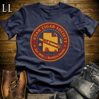 Utah Cigar Society Softstyle T Shirt Navy | Cigar Lover Gift Tee