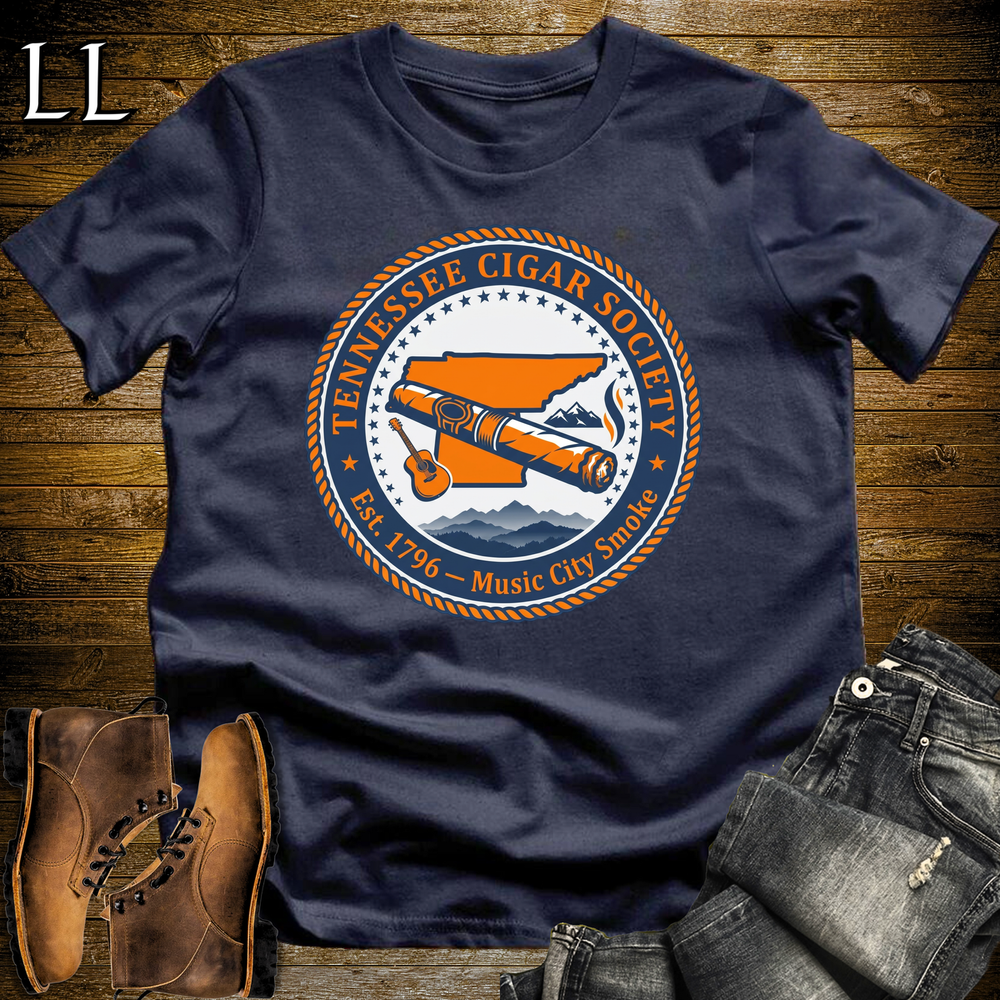 Tennessee Cigar Society Softstyle T Shirt Navy | Cigar Lover Gift Tee