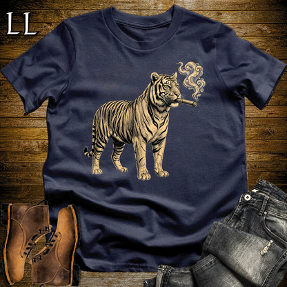 Vintage Cigar Tiger Softstyle T Shirt Navy | Funny Cigar Shirt