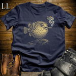 Vintage Cigar Pufferfish Softstyle T Shirt Navy | Funny Cigar Shirt