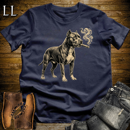 Vintage Cigar Pitbull Softstyle T Shirt Navy | Funny Cigar Shirt