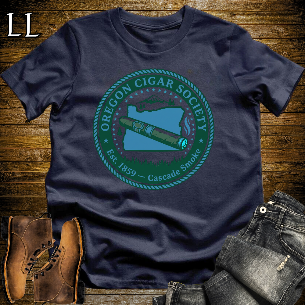 Oregon Cigar Society Softstyle T Shirt Navy | Cigar Lover Gift Tee