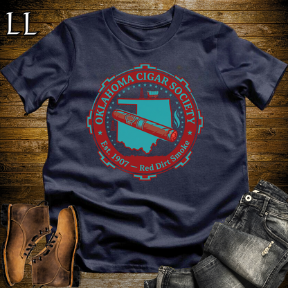 Oklahoma Cigar Society Softstyle T Shirt Navy | Cigar Lover Gift Tee