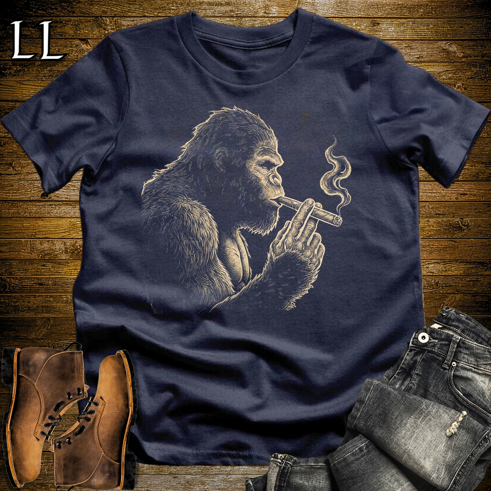 Vintage Cigar Bigfoot Softstyle T Shirt Navy | Funny Cigar Shirt