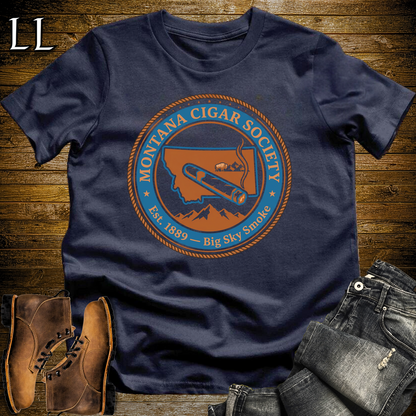 Montana Cigar Society Softstyle T Shirt Navy | Cigar Lover Gift Tee