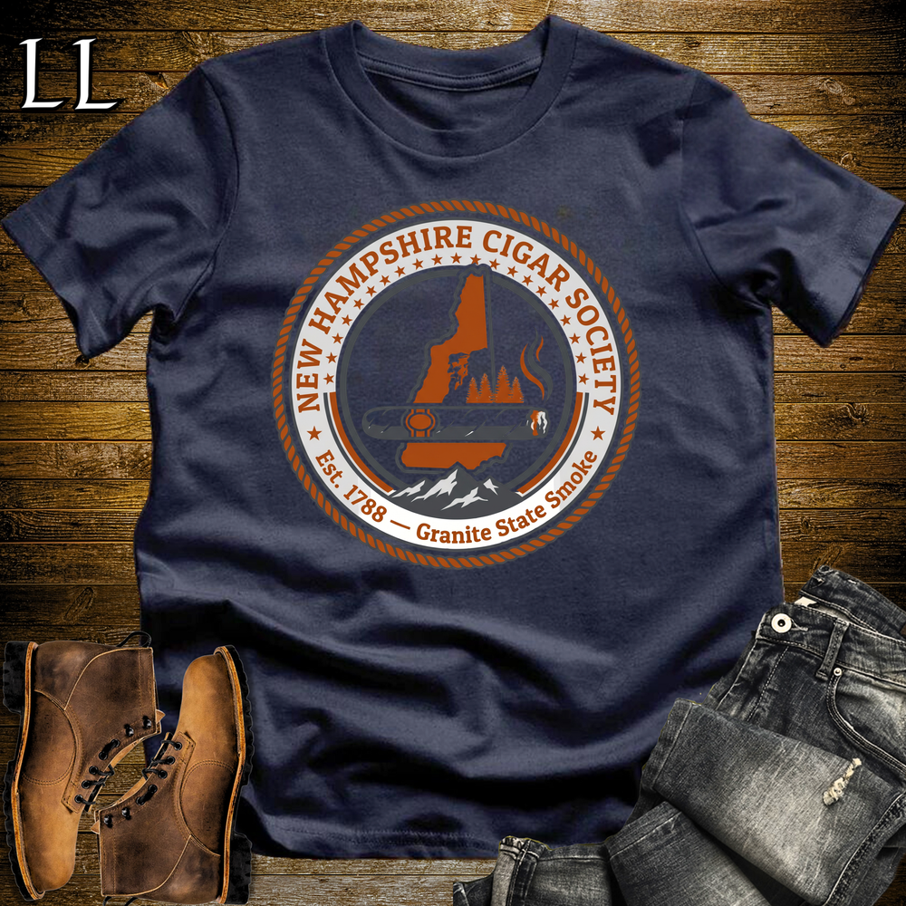 New Hampshire Cigar Society Softstyle T Shirt Navy | Cigar Lover Gift Tee