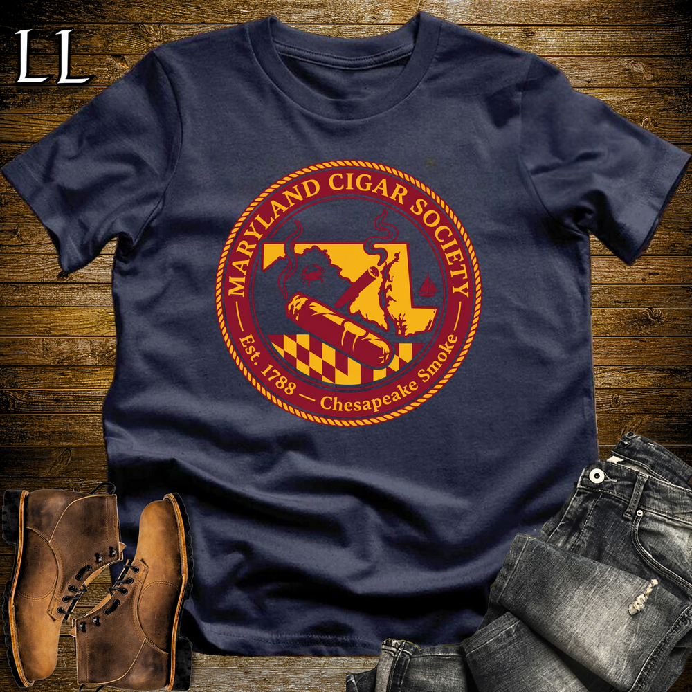 Maryland Cigar Society Softstyle T Shirt Navy | Cigar Lover Gift Tee
