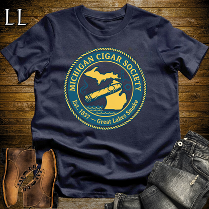 Michigan Cigar Society Softstyle T Shirt Navy | Cigar Lover Gift Tee