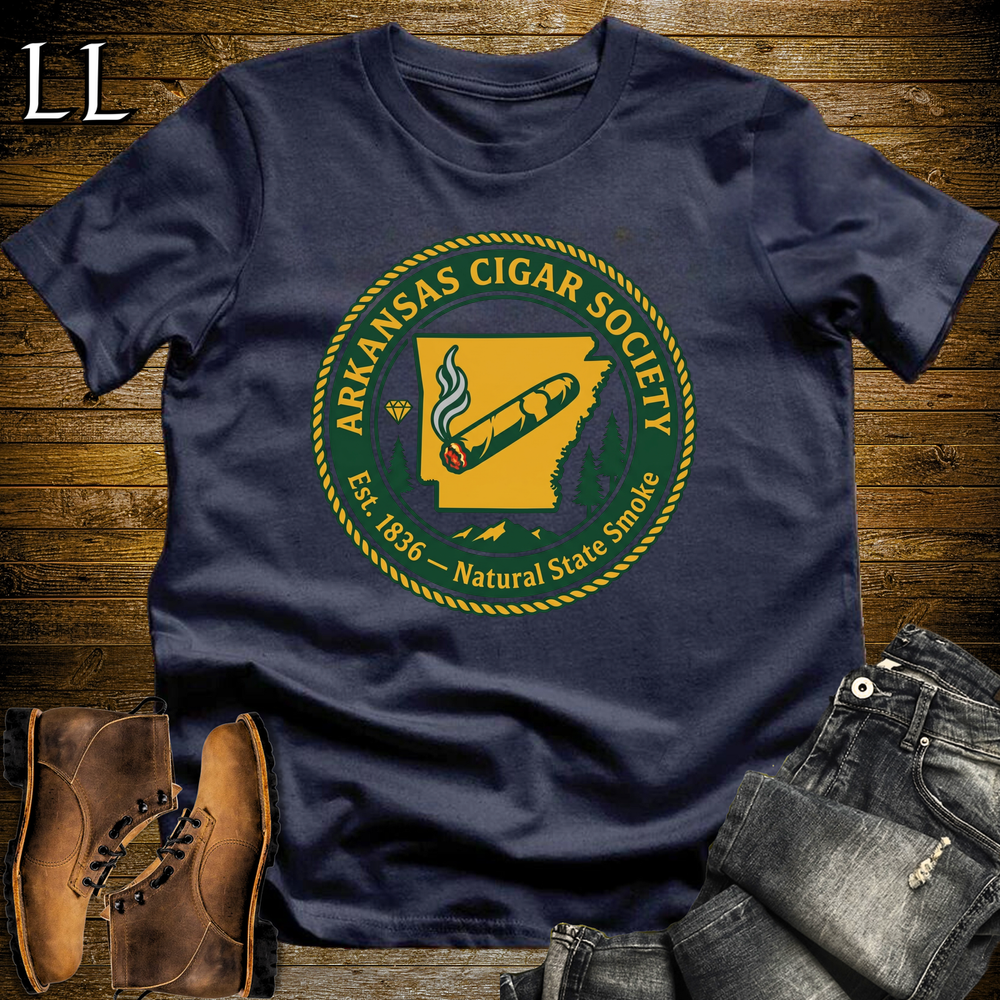 Arkansas Cigar Society Softstyle T Shirt Navy | Cigar Lover Gift Tee