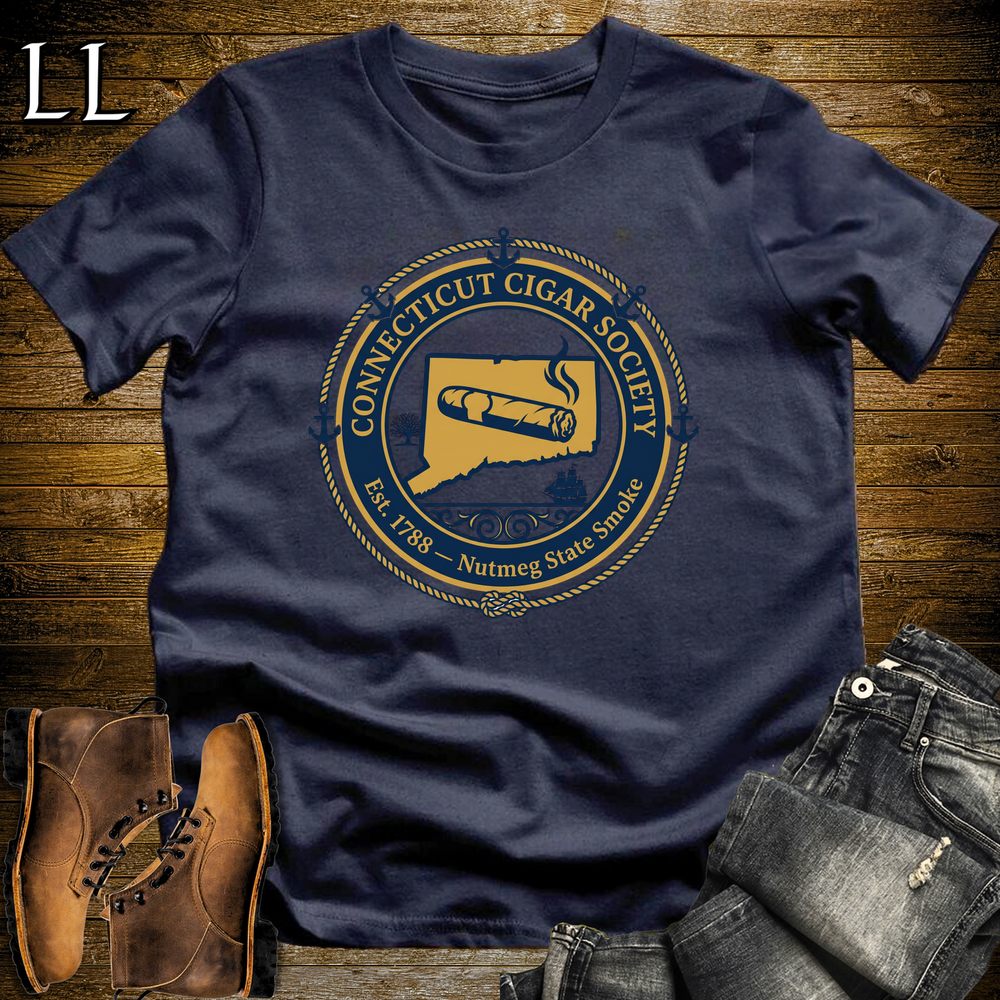 Connecticut Cigar Society Softstyle T Shirt Navy | Cigar Lover Gift Tee