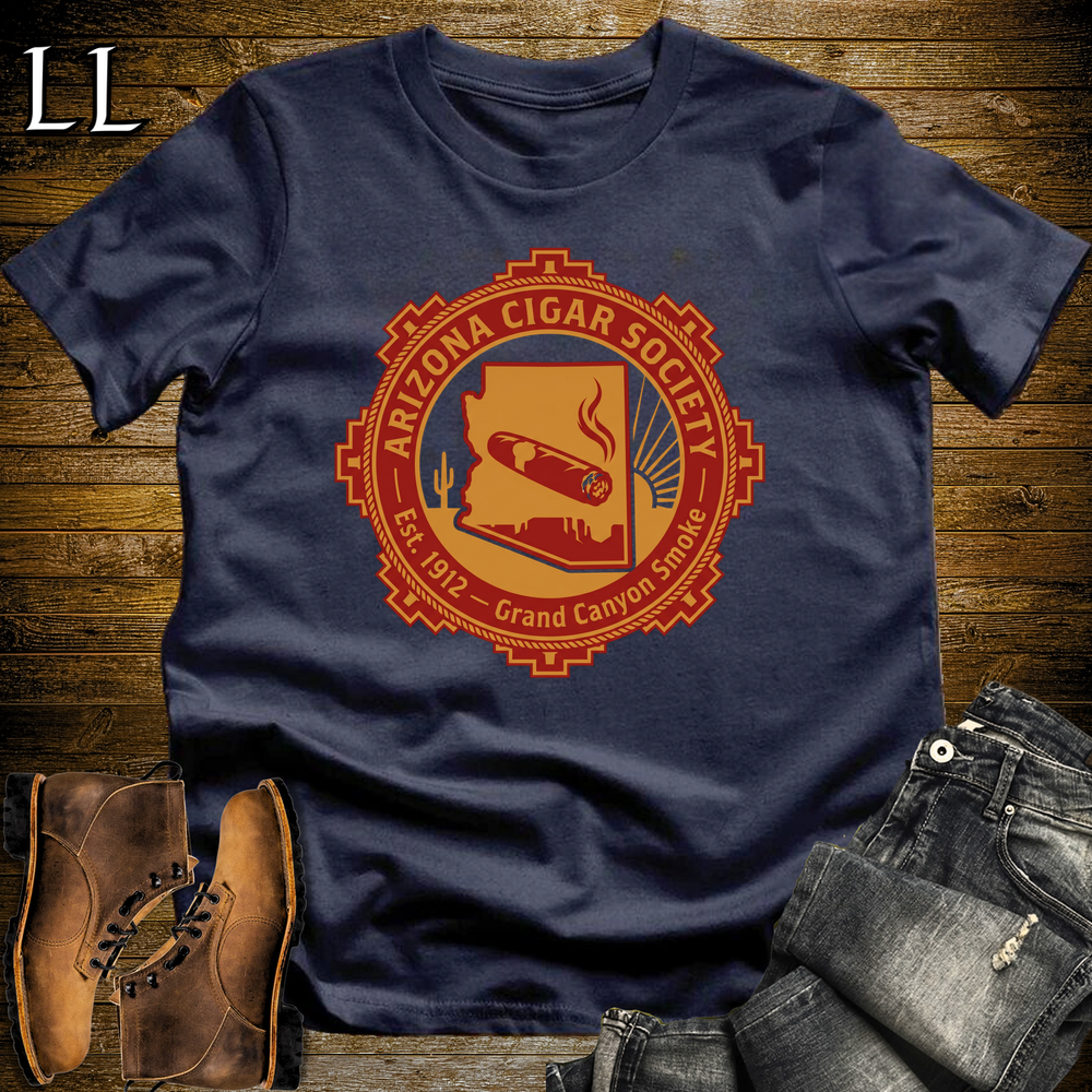 Arizona Cigar Society Softstyle T Shirt Navy | Cigar Lover Gift Tee