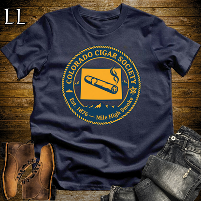 Colorado Cigar Society Softstyle T Shirt Navy | Cigar Lover Gift Tee