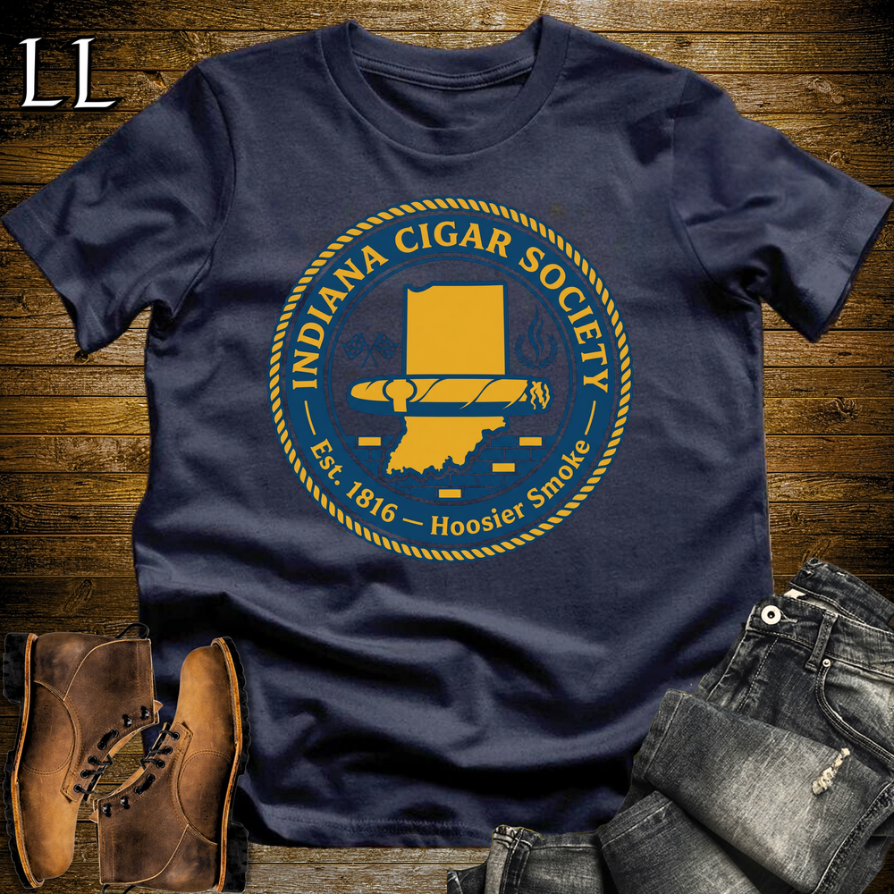 Indiana Cigar Society Softstyle T Shirt Navy | Cigar Lover Gift Tee