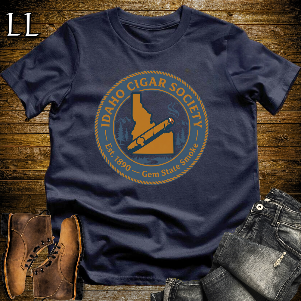 Idaho Cigar Society Softstyle T Shirt Navy | Cigar Lover Gift Tee