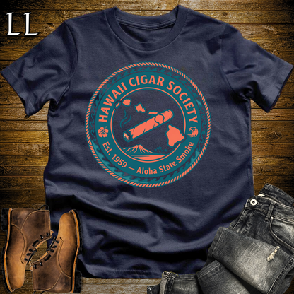 Hawaii Cigar Society Softstyle T Shirt Navy | Cigar Lover Gift Tee