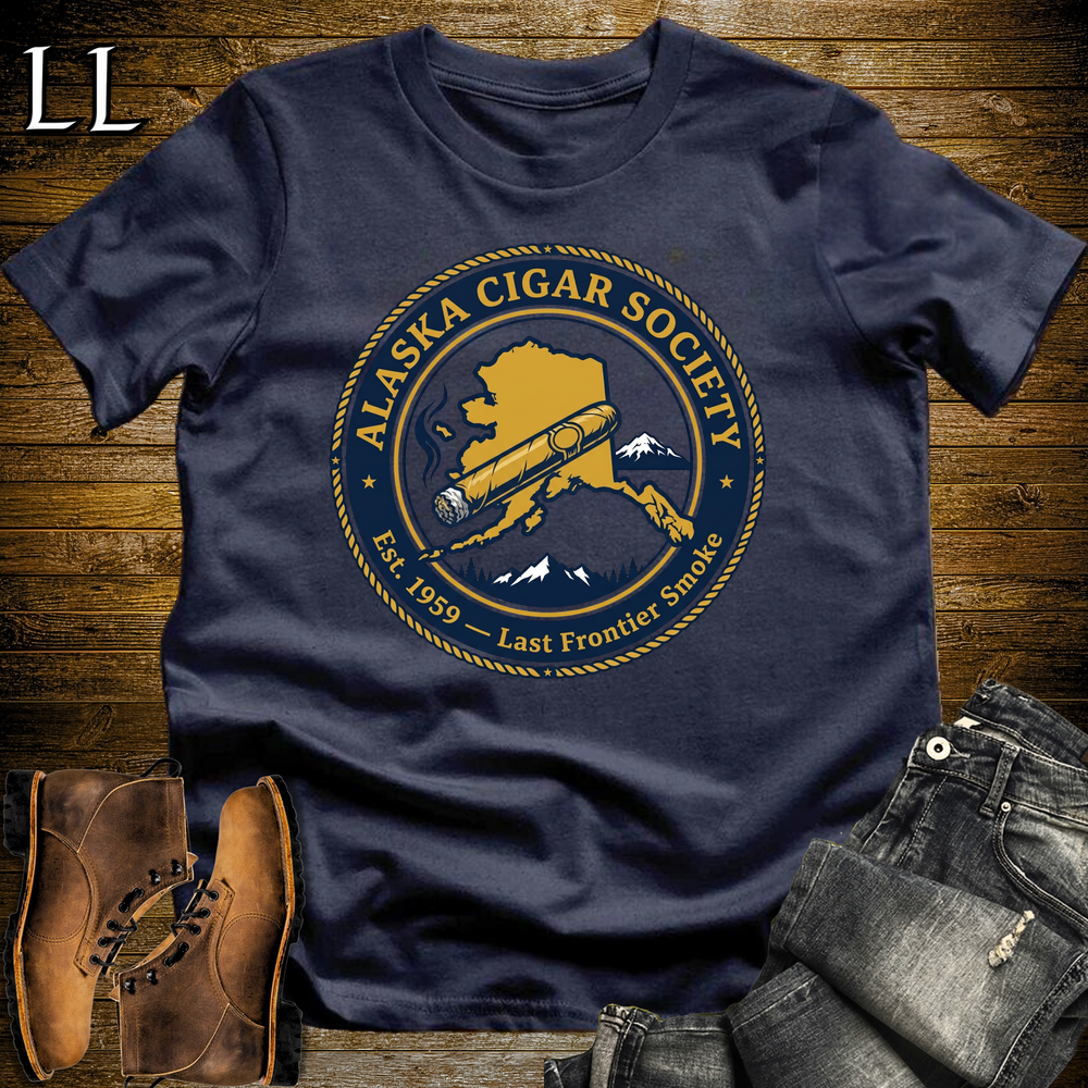 Alaska Cigar Society Softstyle T Shirt Navy | Cigar Lover Gift Tee