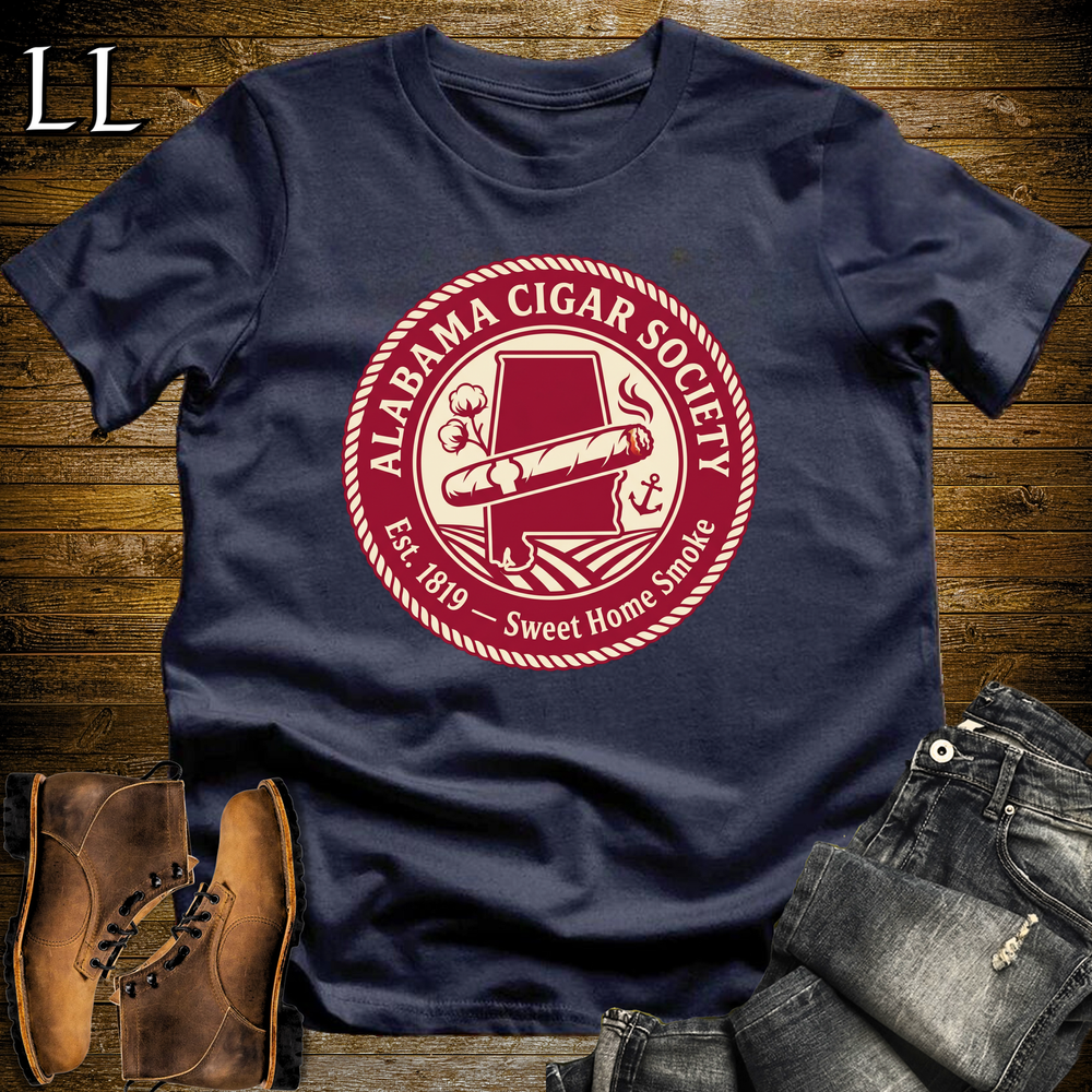 Alabama Cigar Society Softstyle T Shirt Navy | Cigar Lover Gift Tee