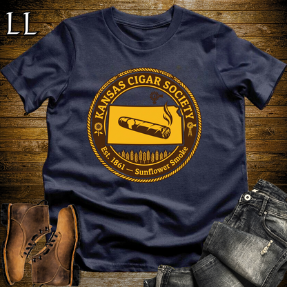 Kansas Cigar Society Softstyle T Shirt Navy | Cigar Lover Gift Tee