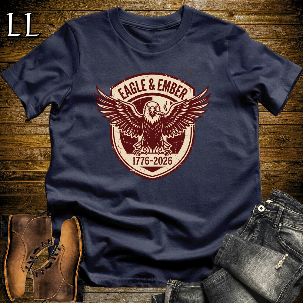 Eagle And Ember Cigars Softstyle T Shirt Navy | Patriotic Cigar Tee