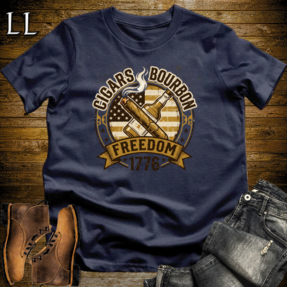 Cigars Bourbon Freedom 1776 Softstyle T Shirt Navy | Cigars Bourbon Freedom Tee