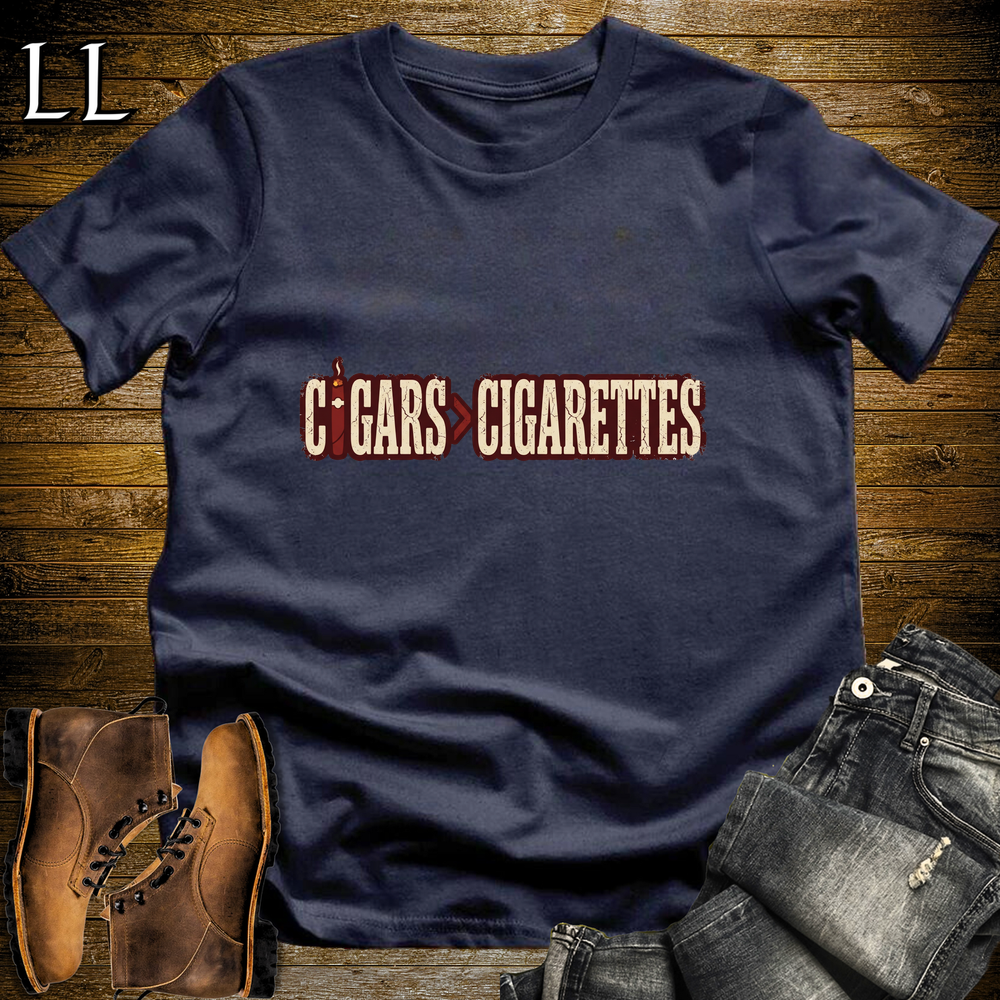 Cigars Better Than Cigs Softstyle T Shirt Navy | Funny Cigar Tee