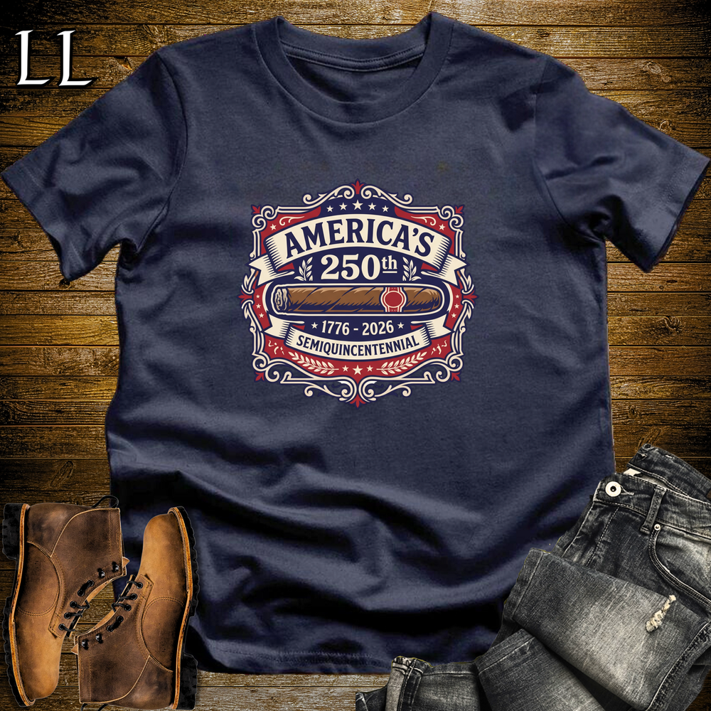 Americas 250 Cigar Flag Softstyle T Shirt Navy | America 250 Cigar Flag Tee