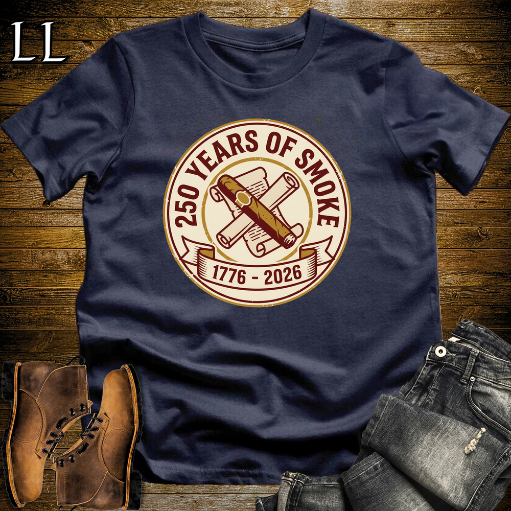 250 Years Of Smoke 1776 Softstyle T Shirt Navy | America 250 Cigar Tee