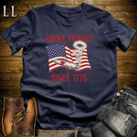 Cigar Smoke Signals Since 1776 Softstyle T Shirt Navy | Patriotic 1776 Cigar Tee