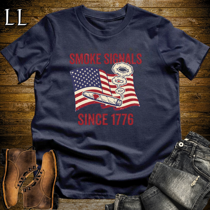 Cigar Smoke Signals Since 1776 Softstyle T Shirt Navy | Patriotic 1776 Cigar Tee