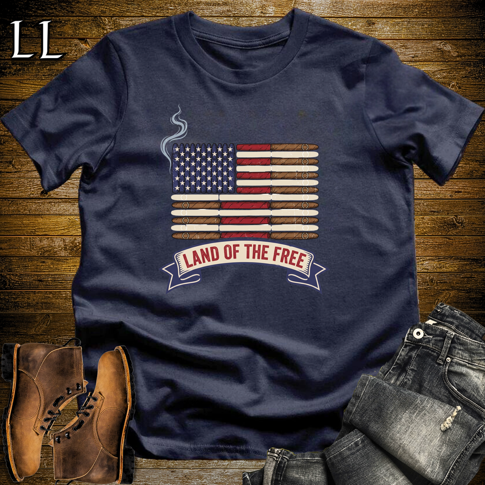 American Cigar Flag Softstyle T Shirt Navy | Patriotic Cigar Flag Tee