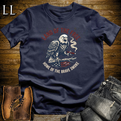 Land Of The Free Home Of The Brave Cigars Softstyle T Shirt Navy | Patriotic USA Cigar Tee
