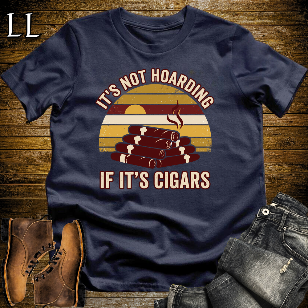 Hoarding Cigars Softstyle T Shirt Navy | Funny Cigar Tee