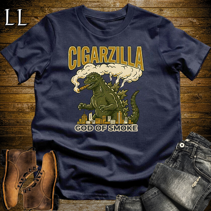 Cigarzilla Softstyle T Shirt Navy | Funny Cigar Monster Tee