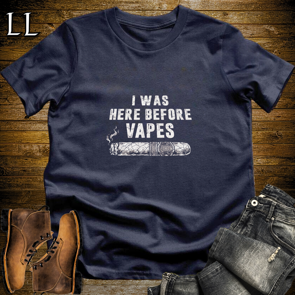 Cigar Was Here Before Vapes Softstyle T Shirt Navy | Funny Cigar Tee
