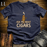 Ask Me About Cigars Softstyle T Shirt Navy | Cigar Lover Tee