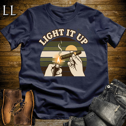 Light It Up Cigar Softstyle T Shirt Navy | Cigar Lover Tee